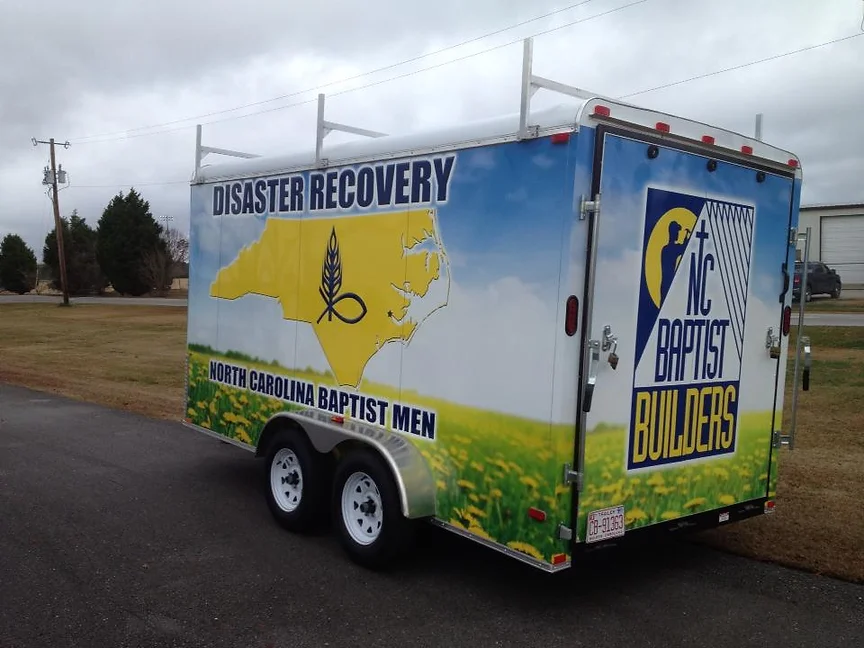 box trailer wrap for nc baptist men by elite sign services