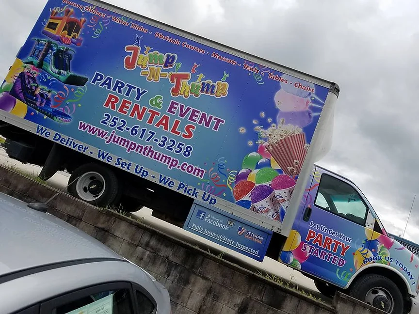 party supply box truck wrap by elite sign services