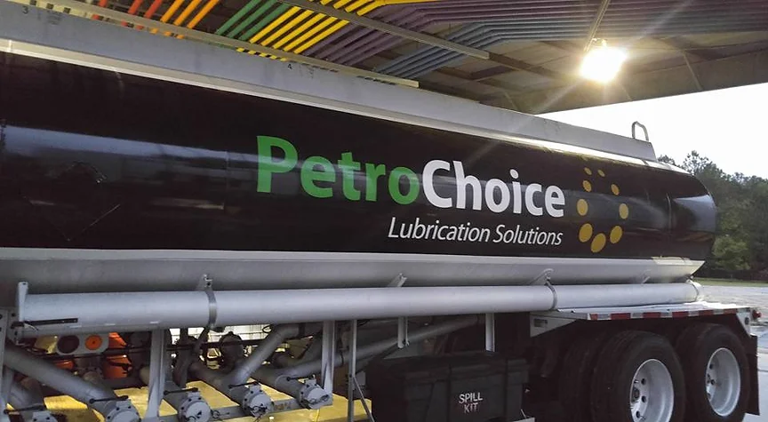 petro choice fuel tanker wrap by elite sign services