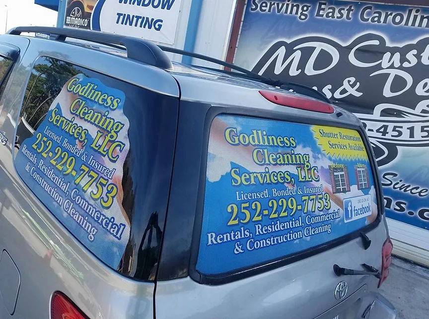 Godliness cleaning service decals by elite sign services