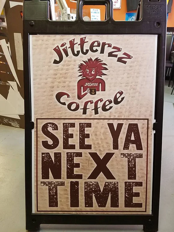 small sign for jitterz coffee by elite sign services