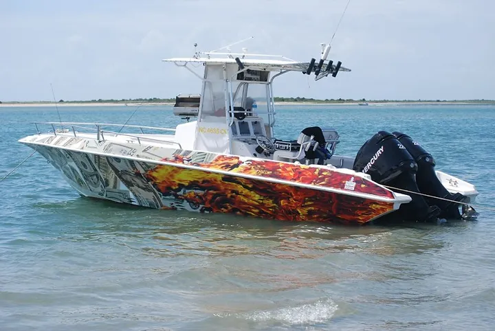 a sweet boat wrap by elite sign services